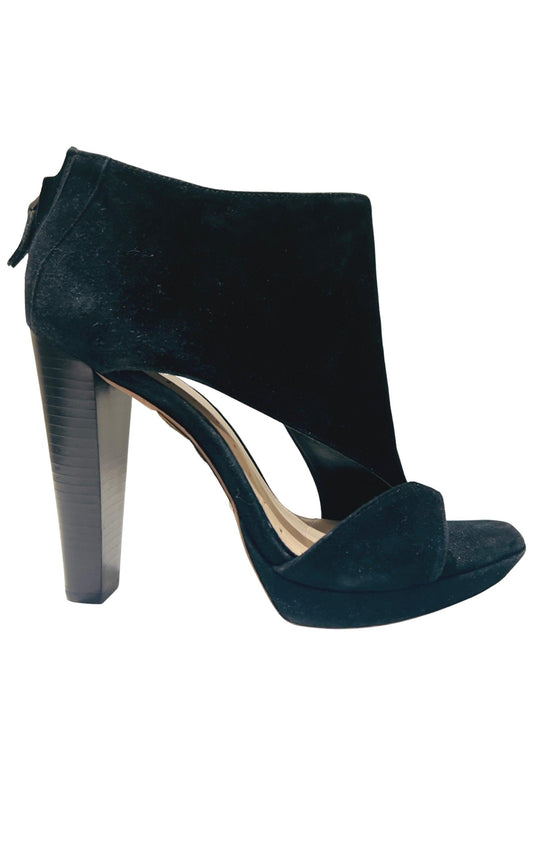 Black Suede Cutout Stiletto Bootie BCBGMAXAZRIA