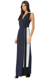 Colorblocked Faux Wrap Jumpsuit BCBGMAXAZRIA