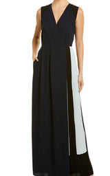 Colorblocked Faux Wrap Jumpsuit BCBGMAXAZRIA