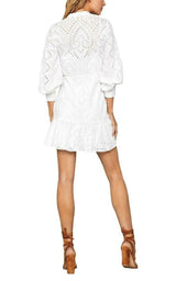 Cotton Eyelet Ruffle Shirt Dress BCBGMAXAZRIA