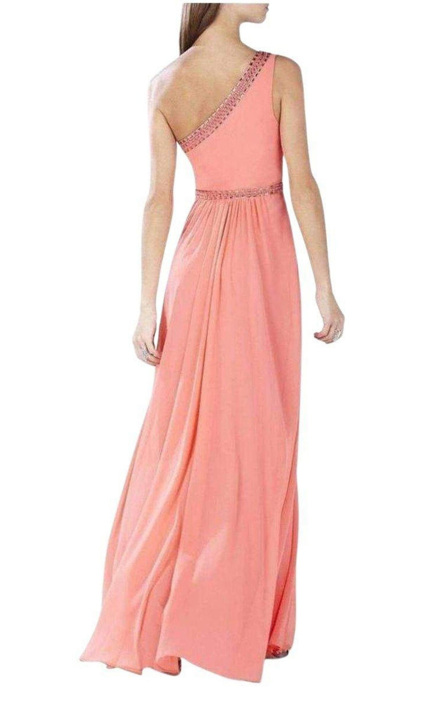 Daniele Coral One Shoulder Embellished Gown BCBGMAXAZRIA