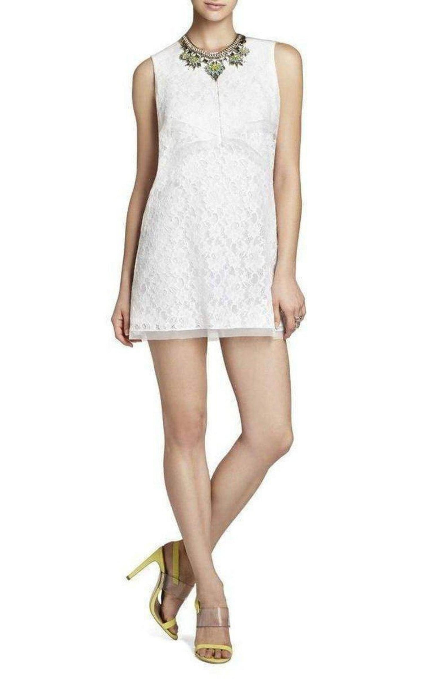 BCBGMAXAZRIA Draped Sleeveless Lace Cotton Dress