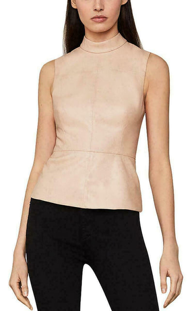 Faux Leather Peplum Top BCBGMAXAZRIA