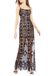 Geometric Lace Maxi Dress BCBGMAXAZRIA