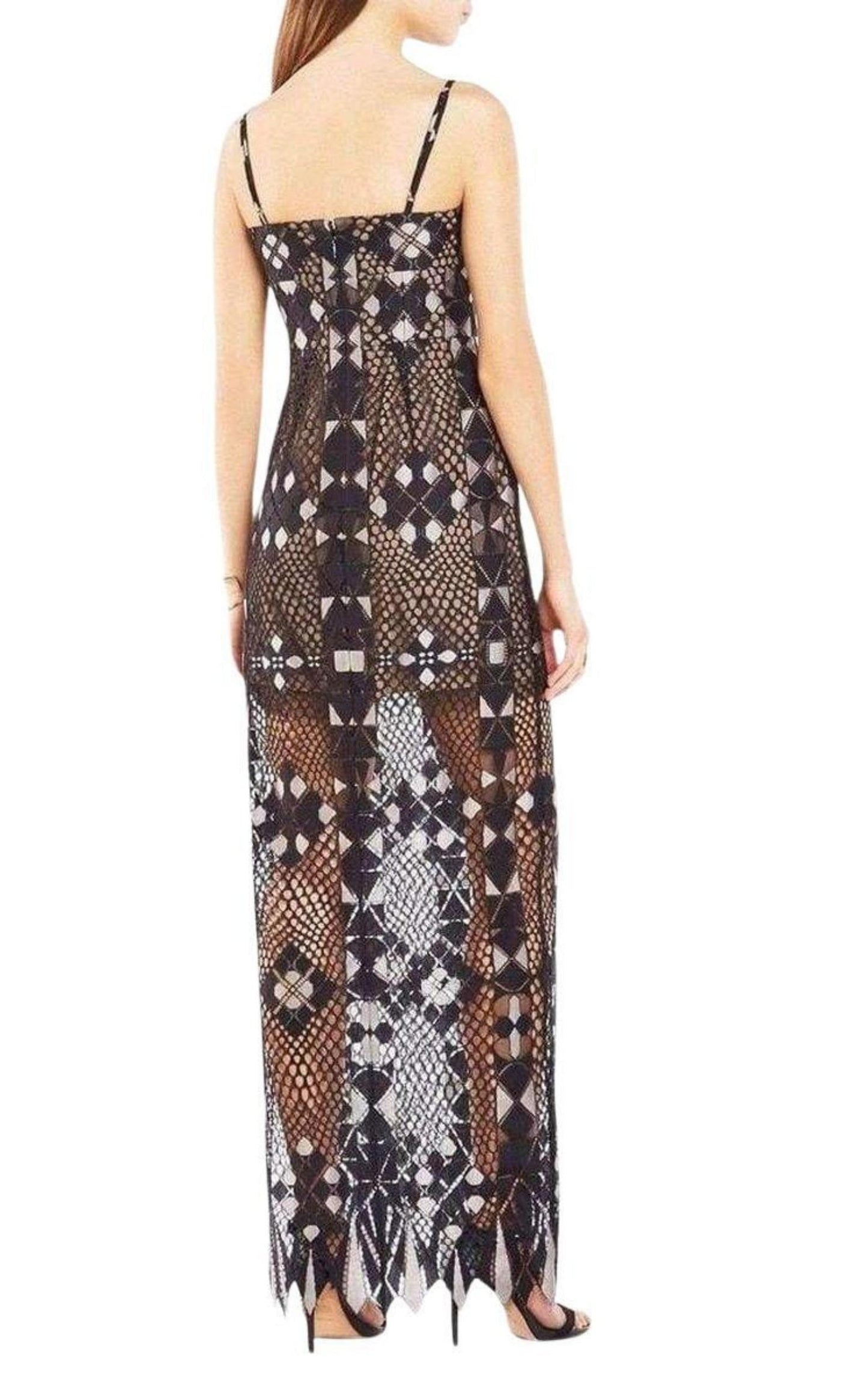 Geometric Lace Maxi Dress BCBGMAXAZRIA