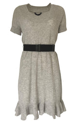 Grey Ruffle Cashmere Blend Dress BCBGMAXAZRIA