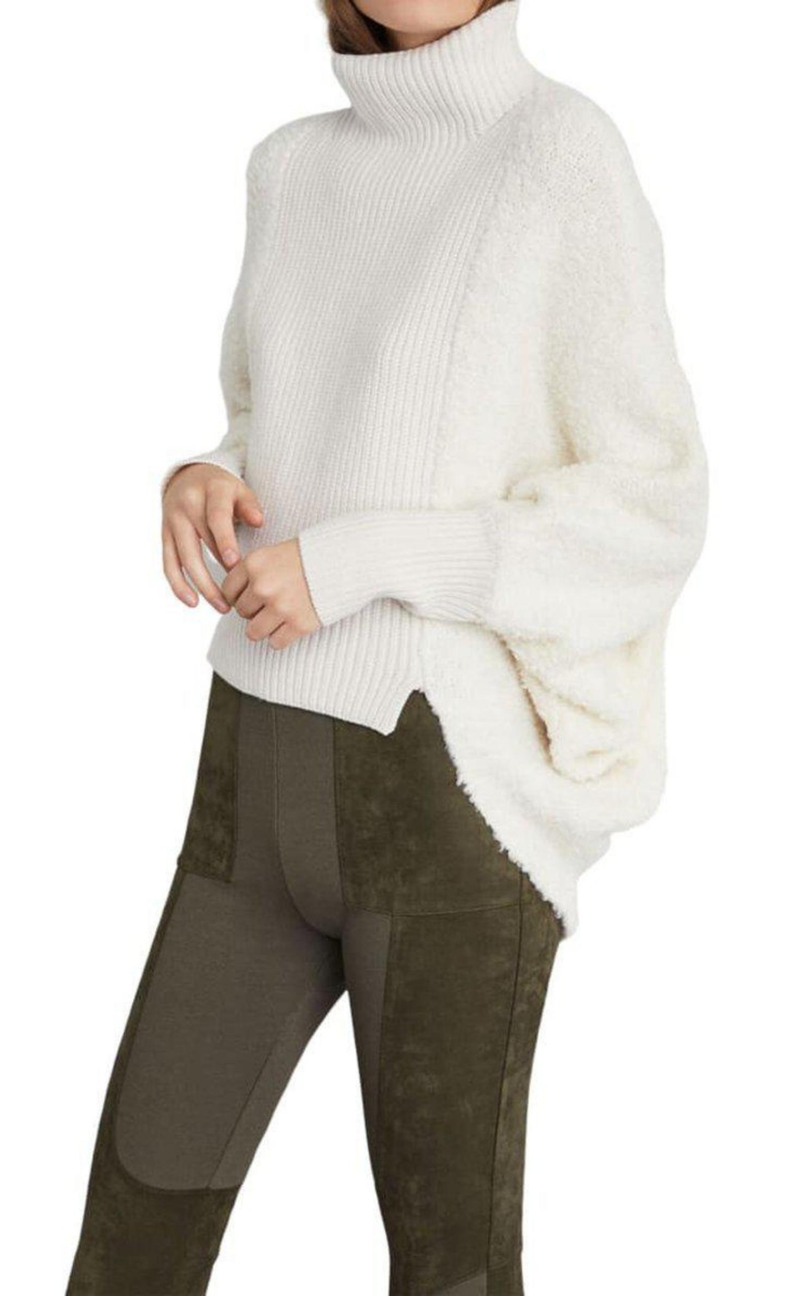 High-Low Turtleneck Merino Blend Sweater BCBGMAXAZRIA