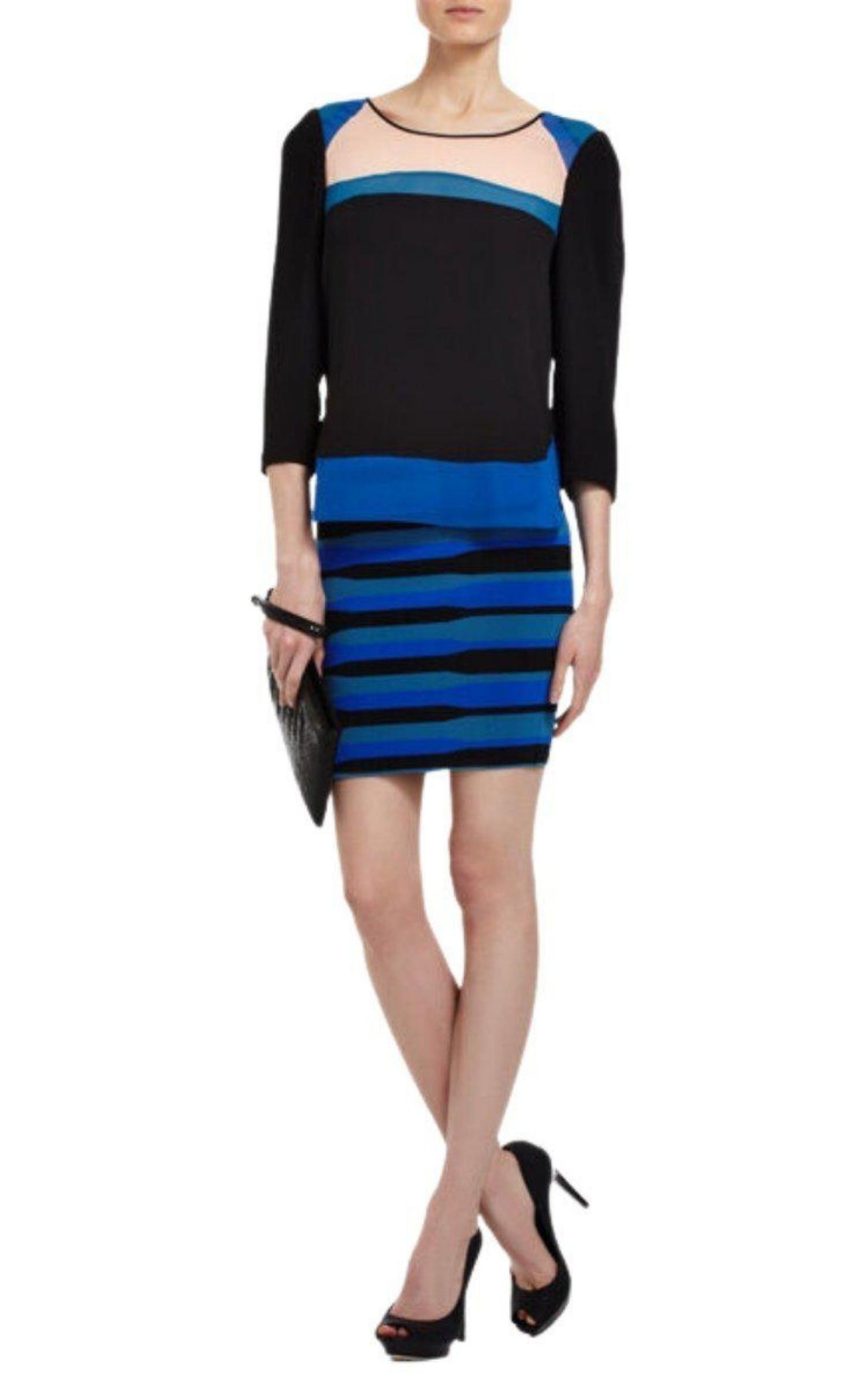 Imari Uneven Striped Pencil Skirt BCBGMAXAZRIA