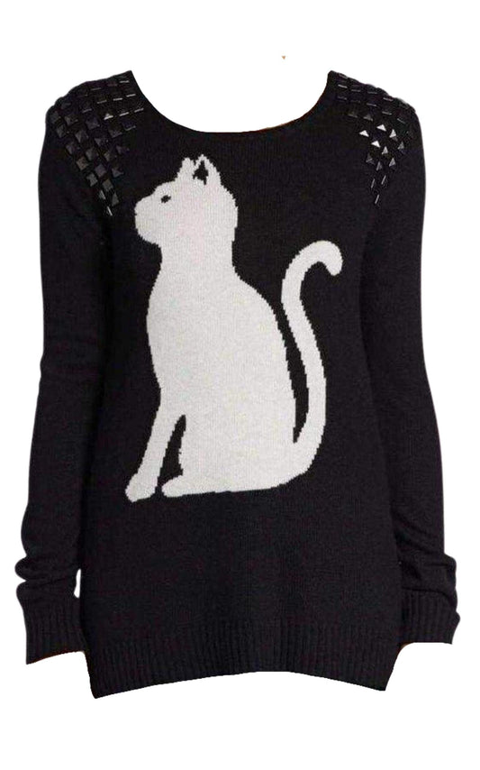 Keri Intarsia Studded Cashmere Blend Pullover BCBGMAXAZRIA