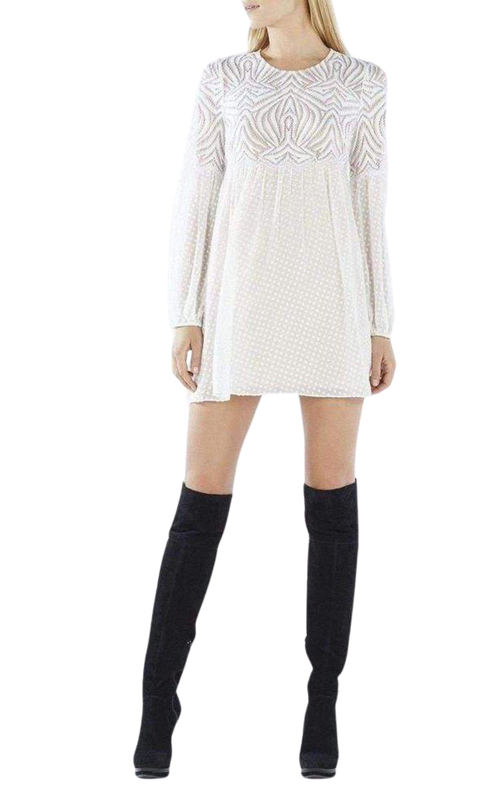 Kitra Lace Peasant Dress BCBGMAXAZRIA