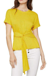 Linen Jersey Wrap Top BCBGMAXAZRIA