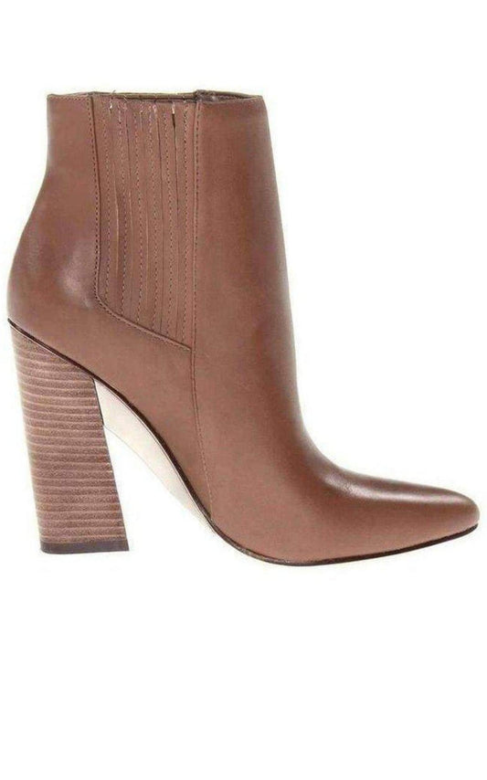 Metild Beige Leather High Heel Bootie BCBGMAXAZRIA