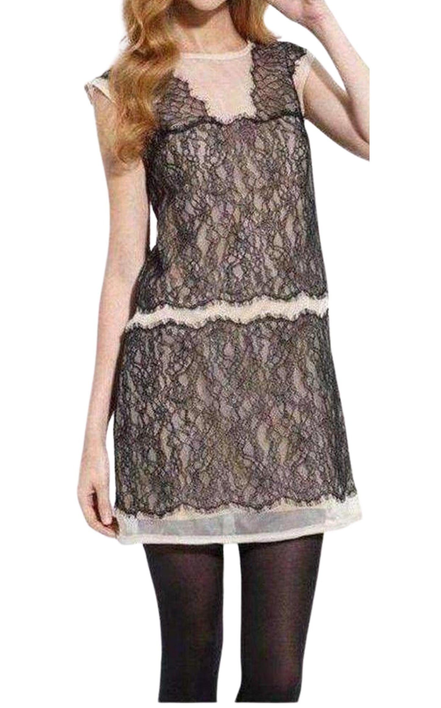 Organza Lace Sheer Sleeveless Dress BCBGMAXAZRIA