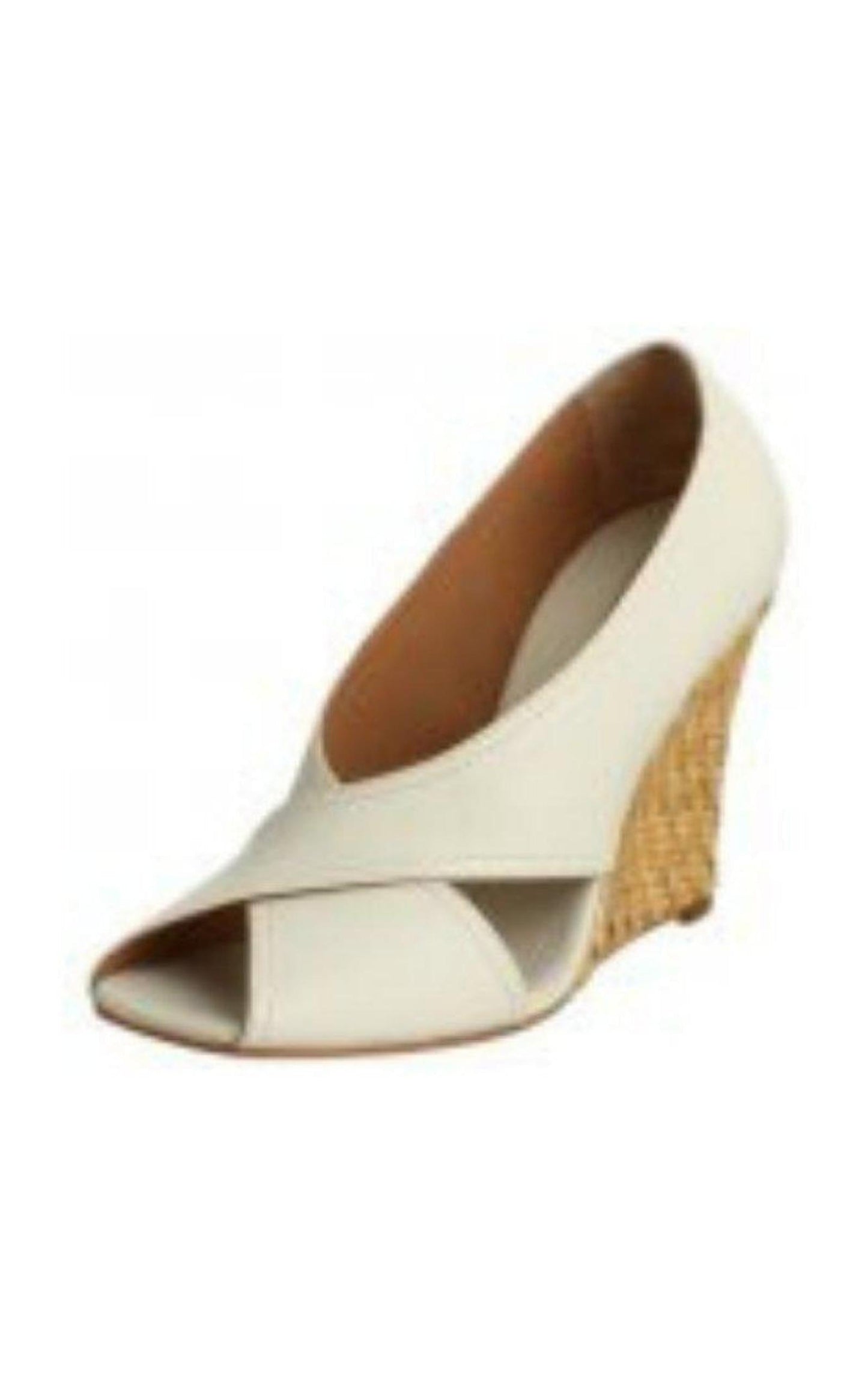 Raisa White Leather Wedge Sandal BCBGMAXAZRIA