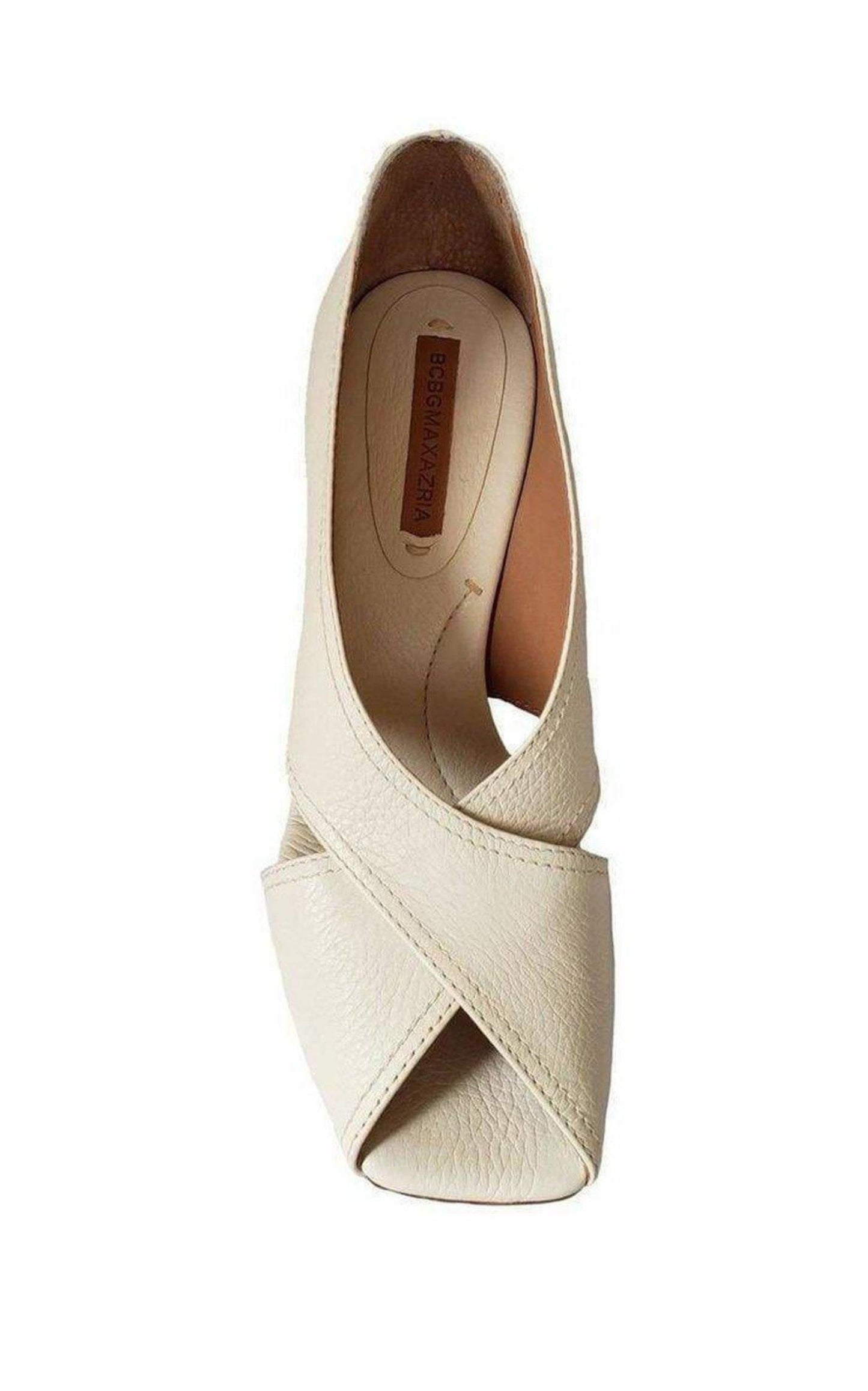 Raisa White Leather Wedge Sandal BCBGMAXAZRIA