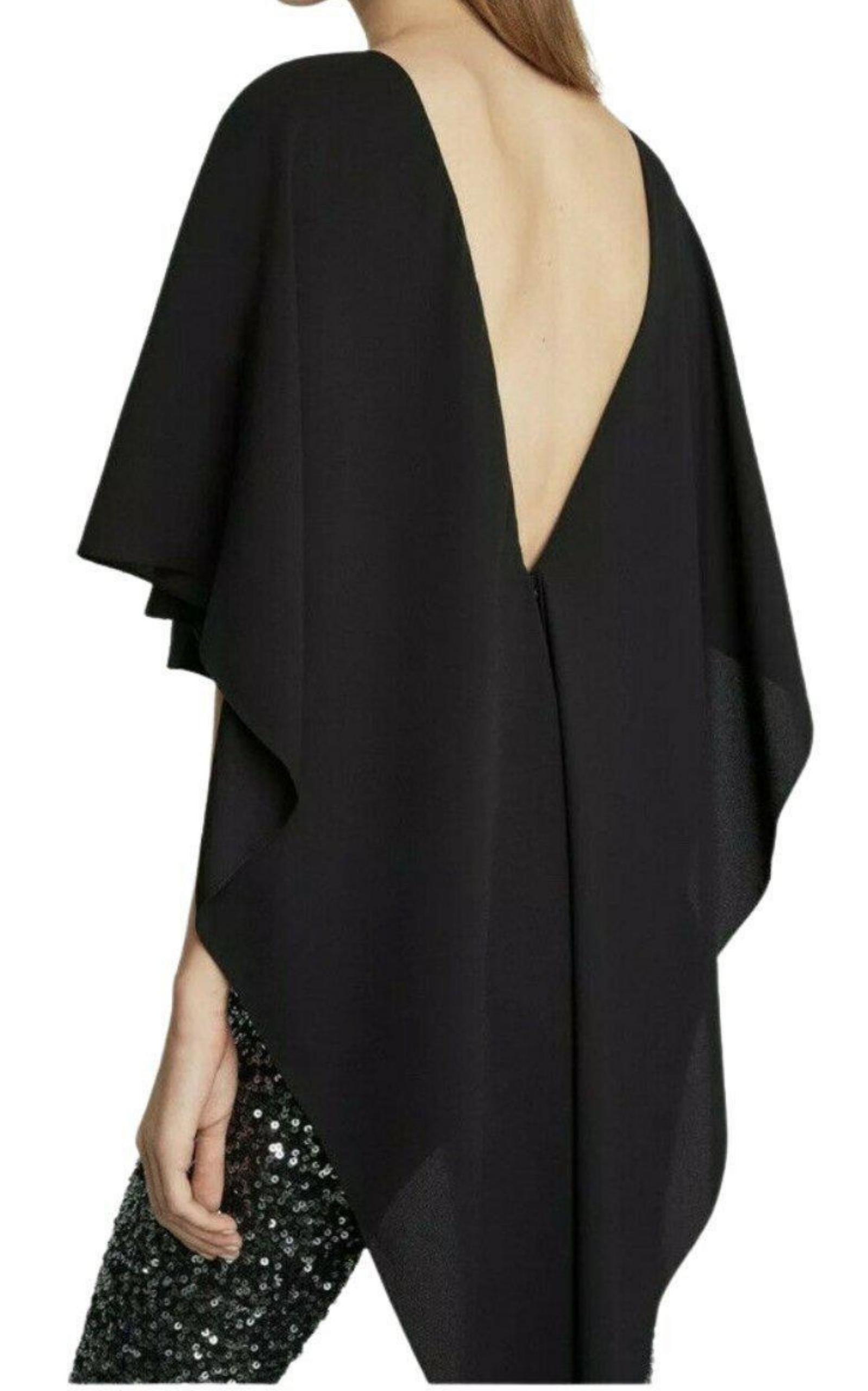 Sequined Cape Sleeves Jumpsuit BCBGMAXAZRIA