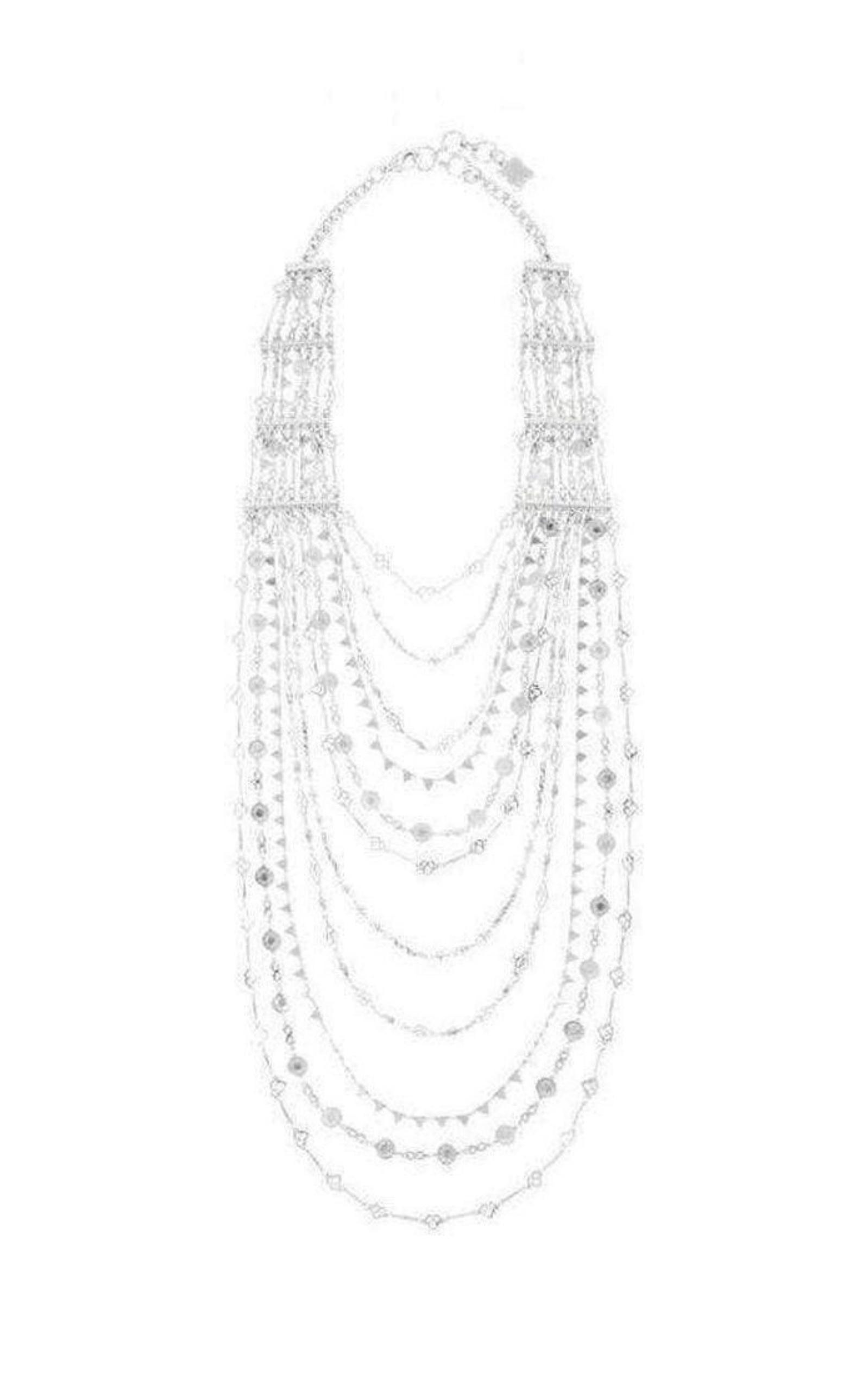 Silver Layered Novelty Chain Necklace BCBGMAXAZRIA