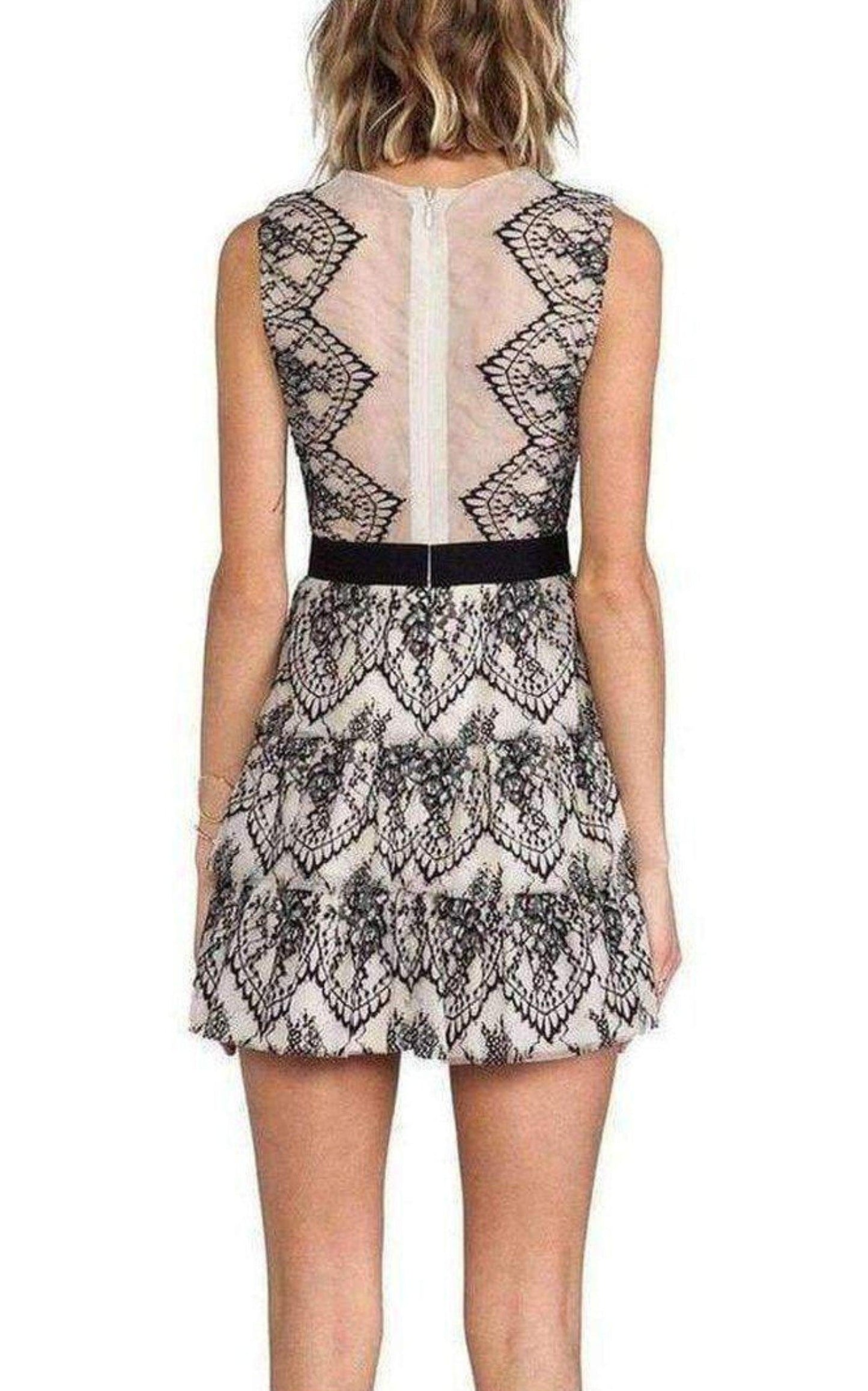 Sleeveless Scalloped Lace Dress BCBGMAXAZRIA