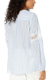 Striped Faux Wrap Cotton Blouse BCBGMAXAZRIA