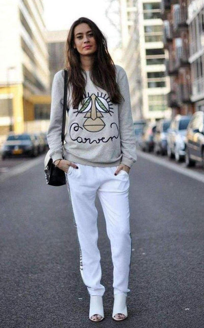 Woven Gray Cotton Embroidered Face Sweatshirt Carven