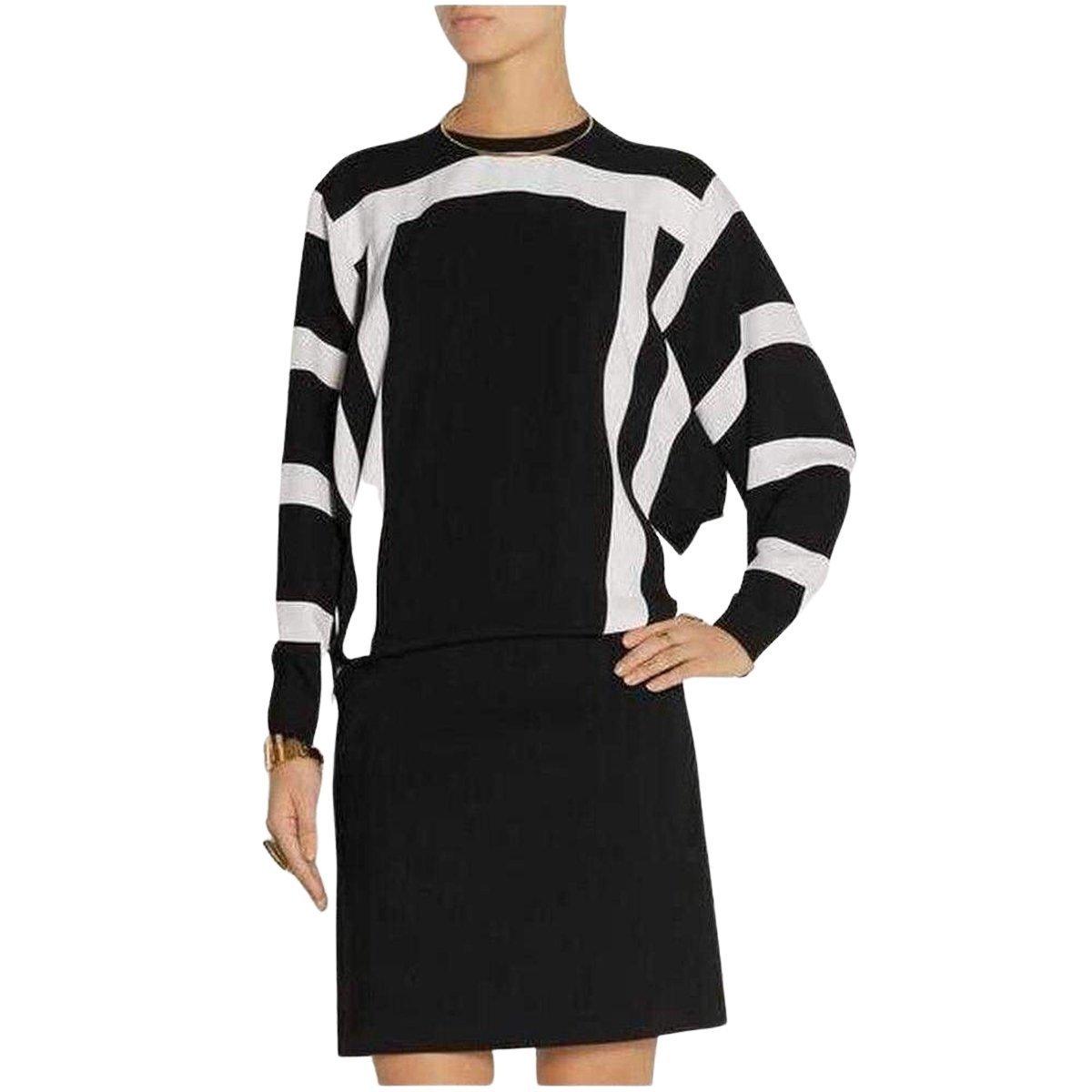 Chloe Black and White Monocrome Crepe Shift Dress