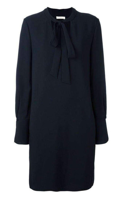 Neck Tie Shift Black Dress Chloe