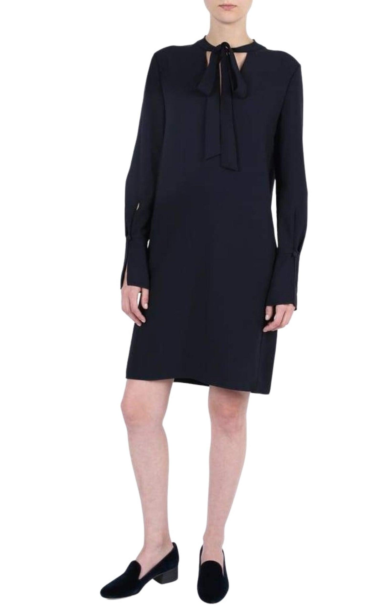 Neck Tie Shift Black Dress Chloe