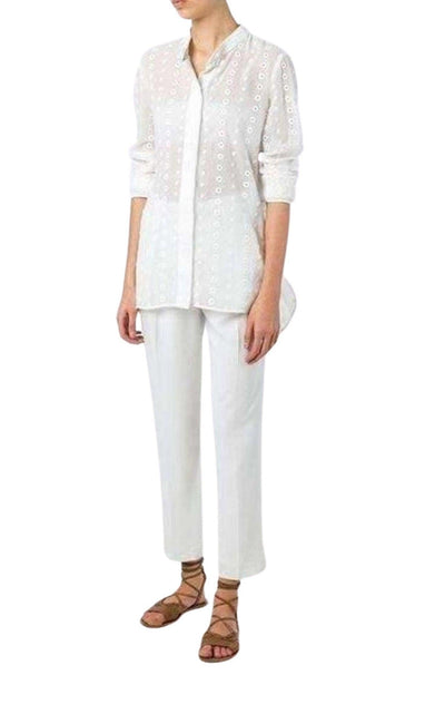 White Cotton Embroidered Shirt Chloe