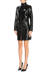 Black Vinyl A-Line Skirt Courreges