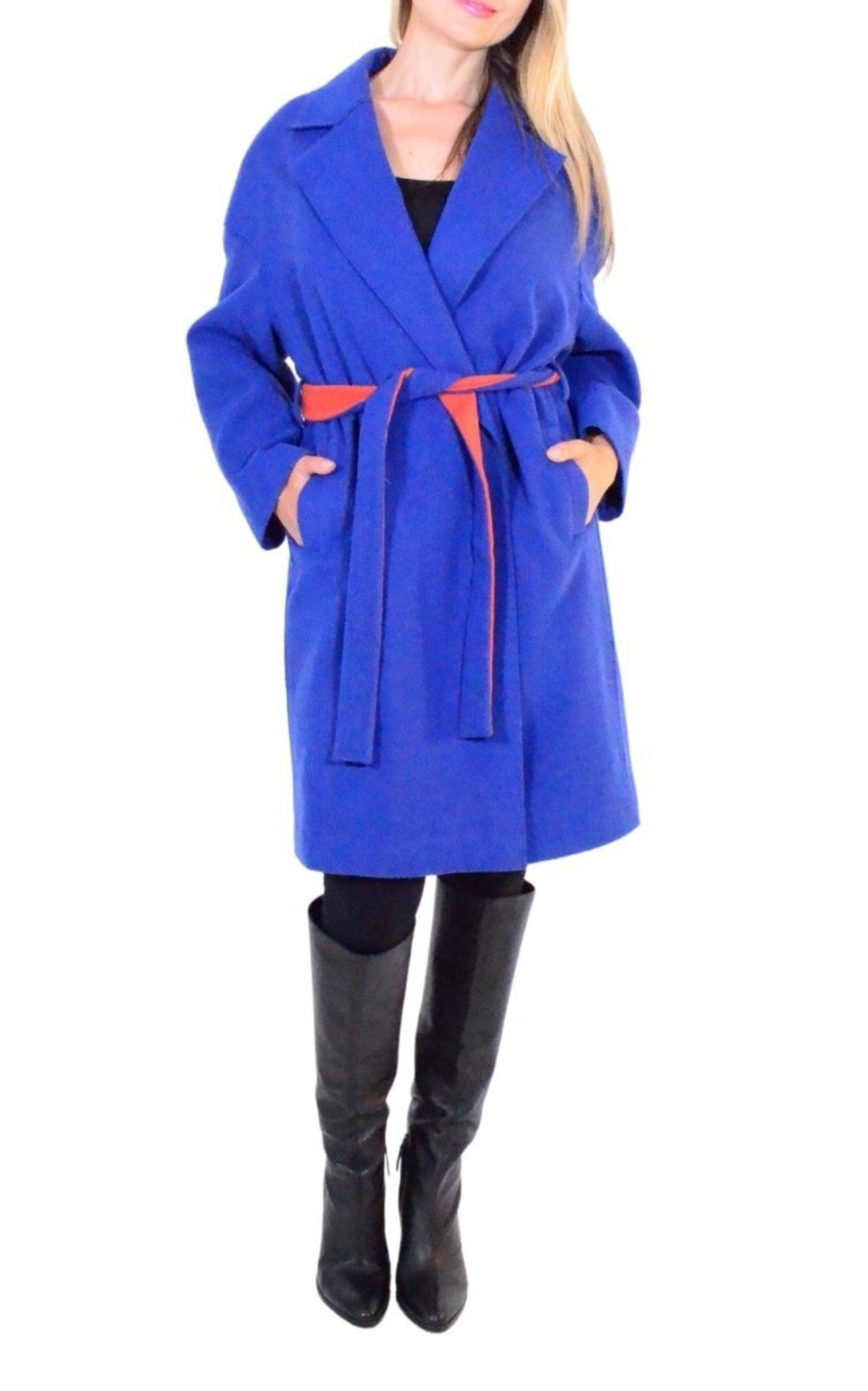 Blue Belted Wrap Trench Coat Cult Moda