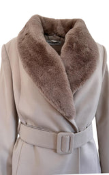 Faux Fur Collar Wrap Trench Coat Cult Moda