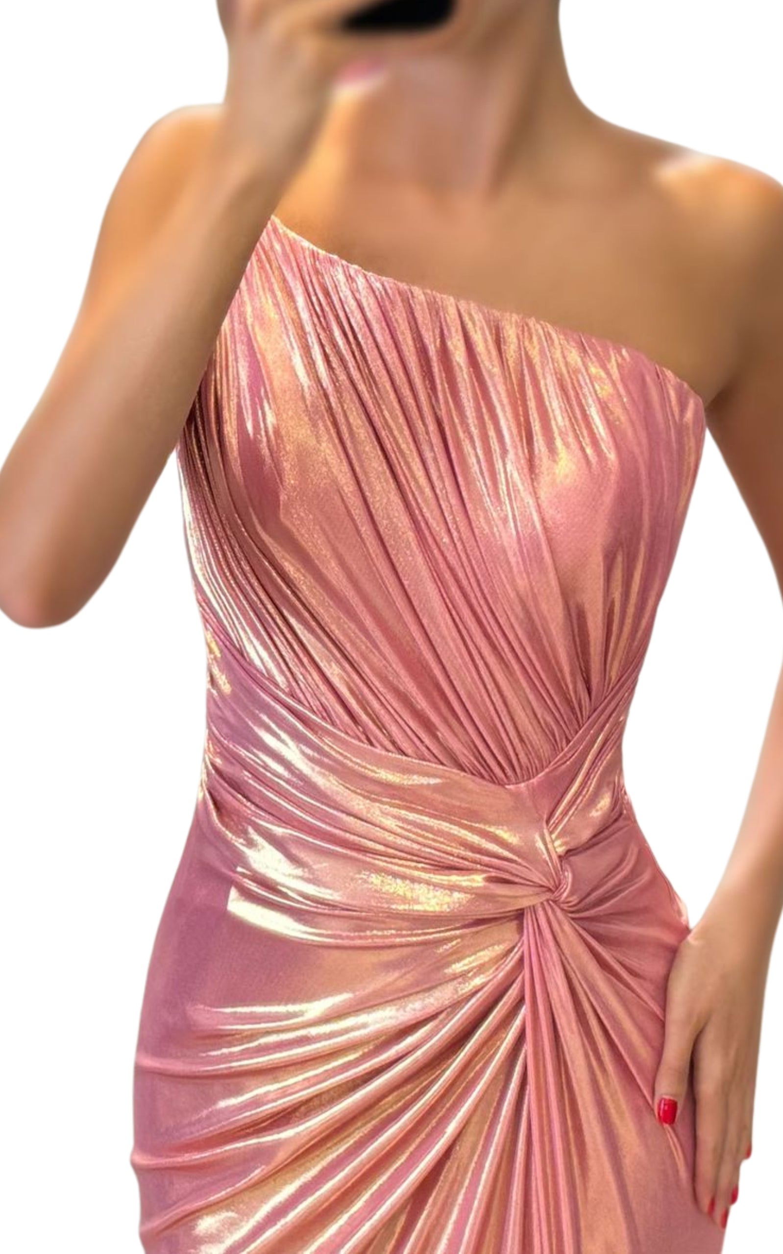 Cult Moda Pink Metallic Cocktail Prom Dress