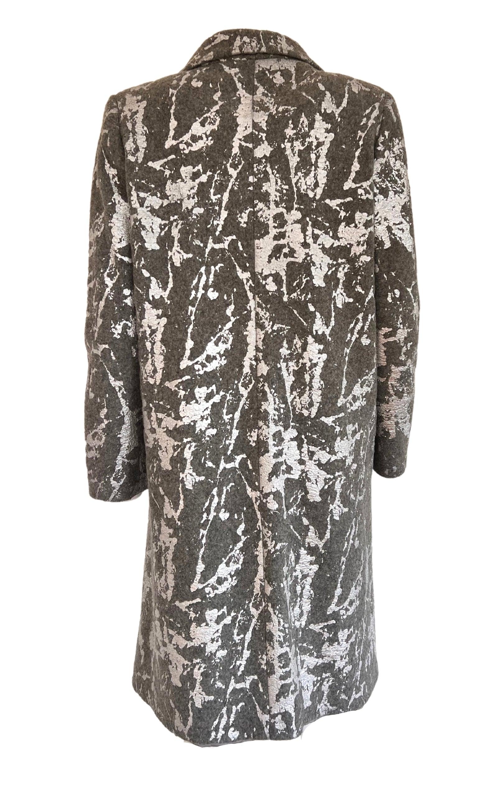 Silver Print Wool Blend Trench Coat Cult Moda