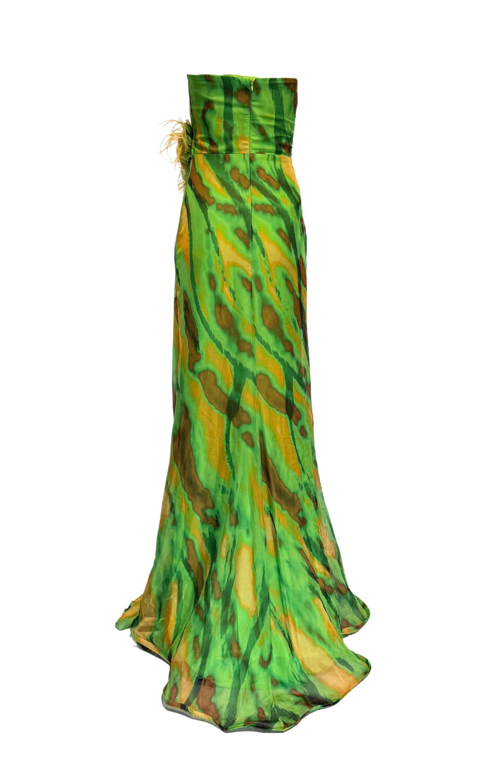 Dekolte Strapless Green Cocktail Party Dress