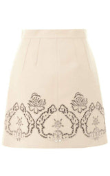 Beige Laser-cut Leather Skirt Dolce & Gabbana