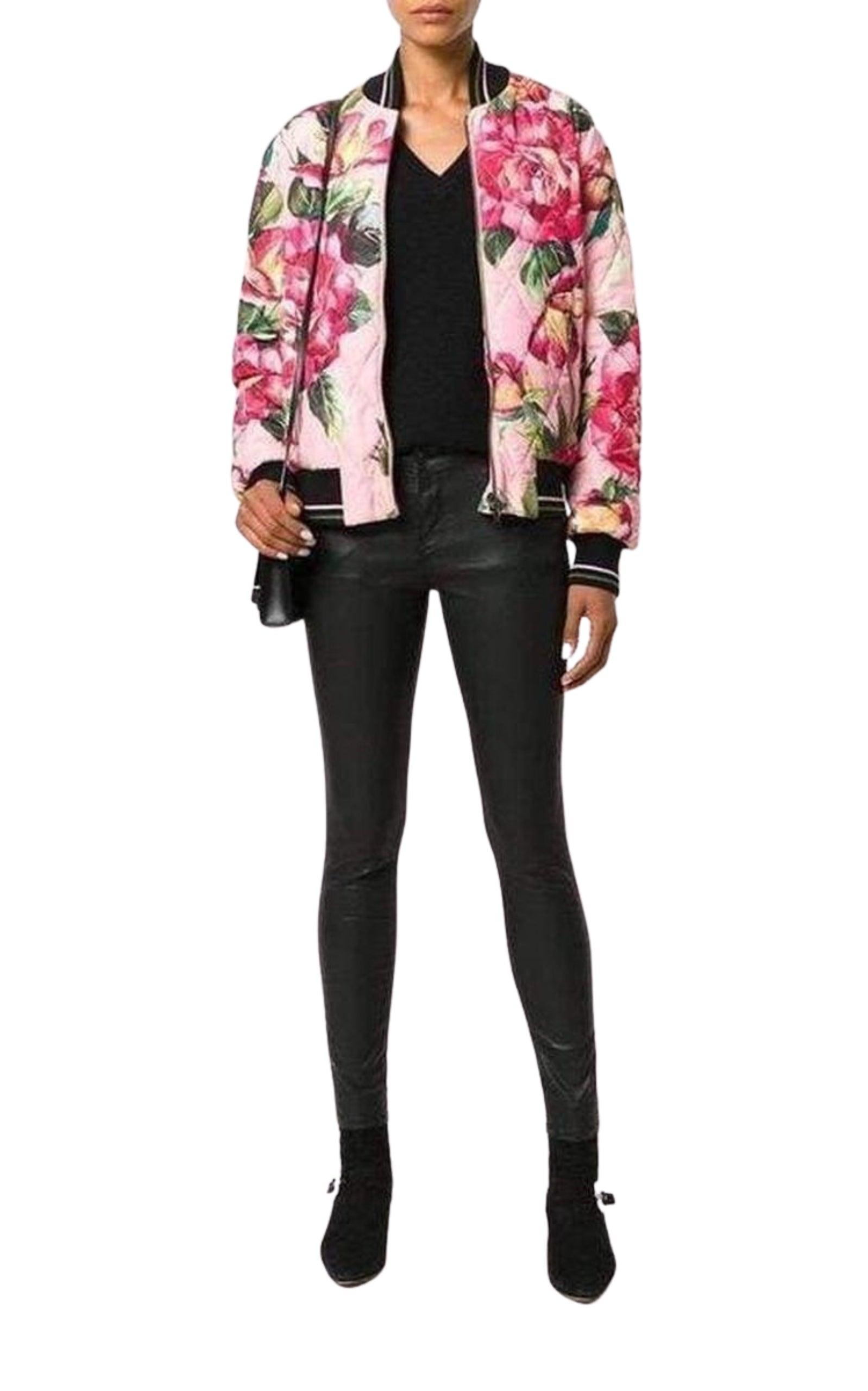 Rose Print Bomber Jacket Dolce & Gabbana