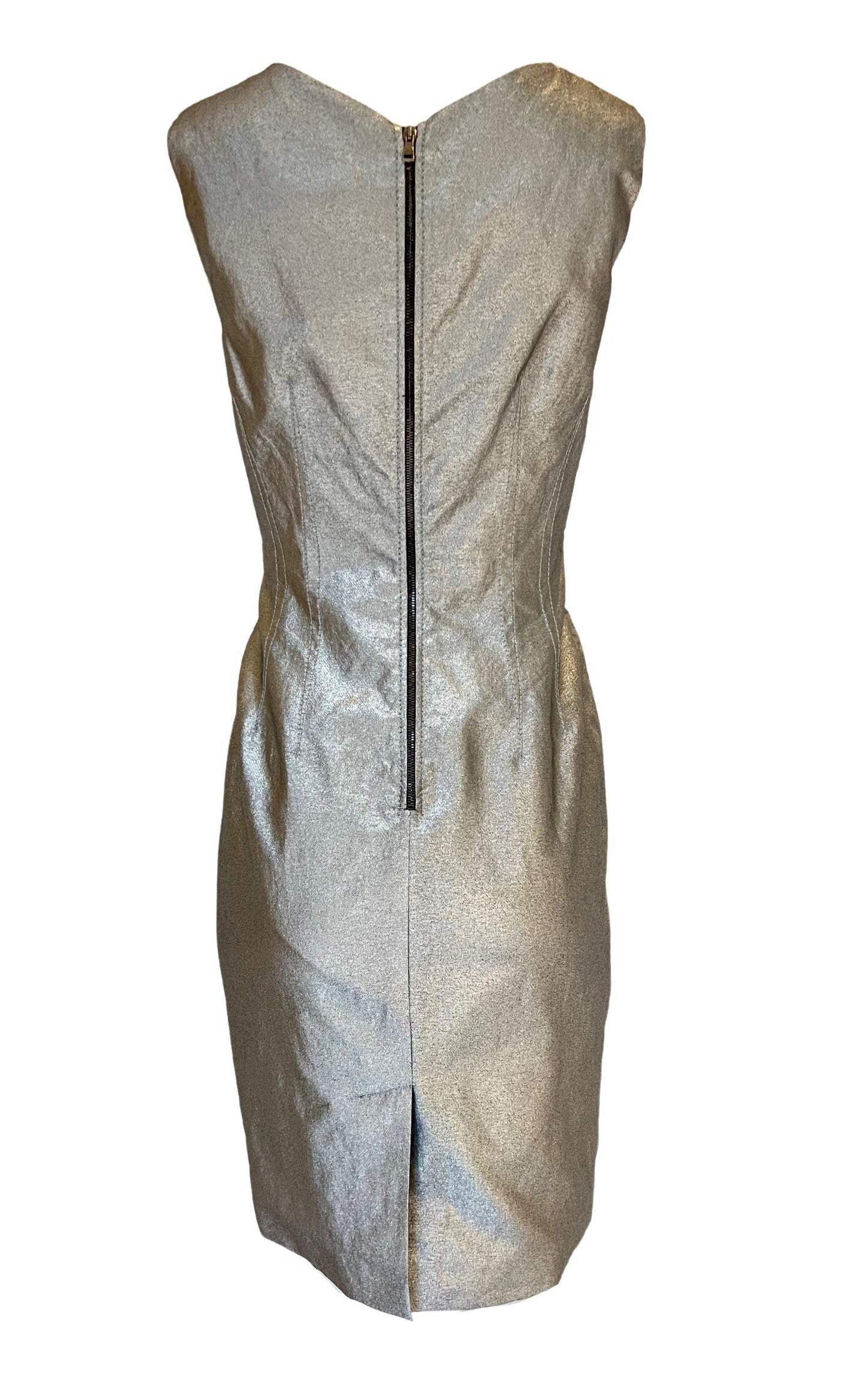 Silver Silk Midi Dress Dolce & Gabbana