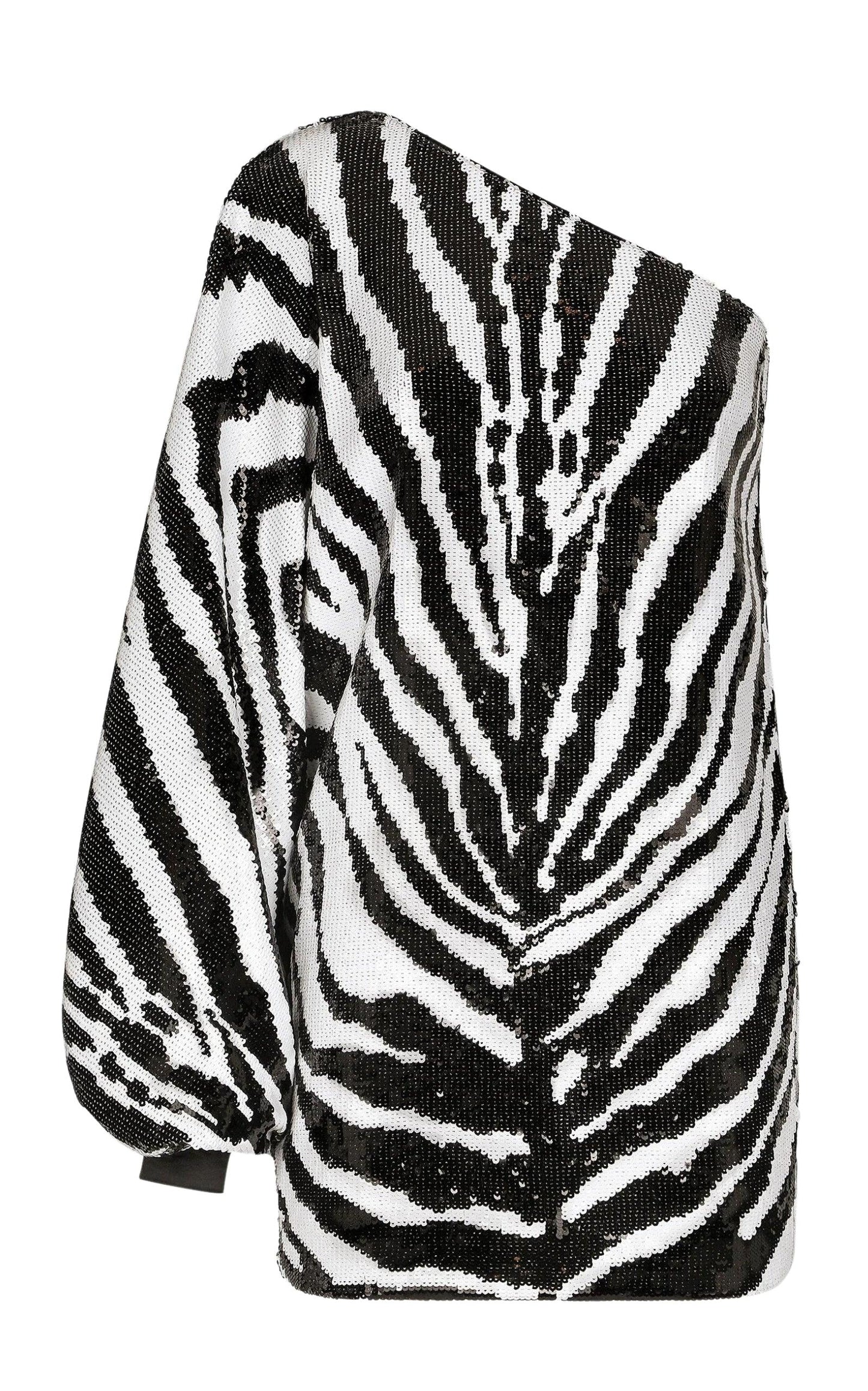 Zebra Print Sequined One-shoulder Dress Dolce & Gabbana