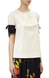 Embellished Sleeve Cotton Blend Top Dries Van Noten