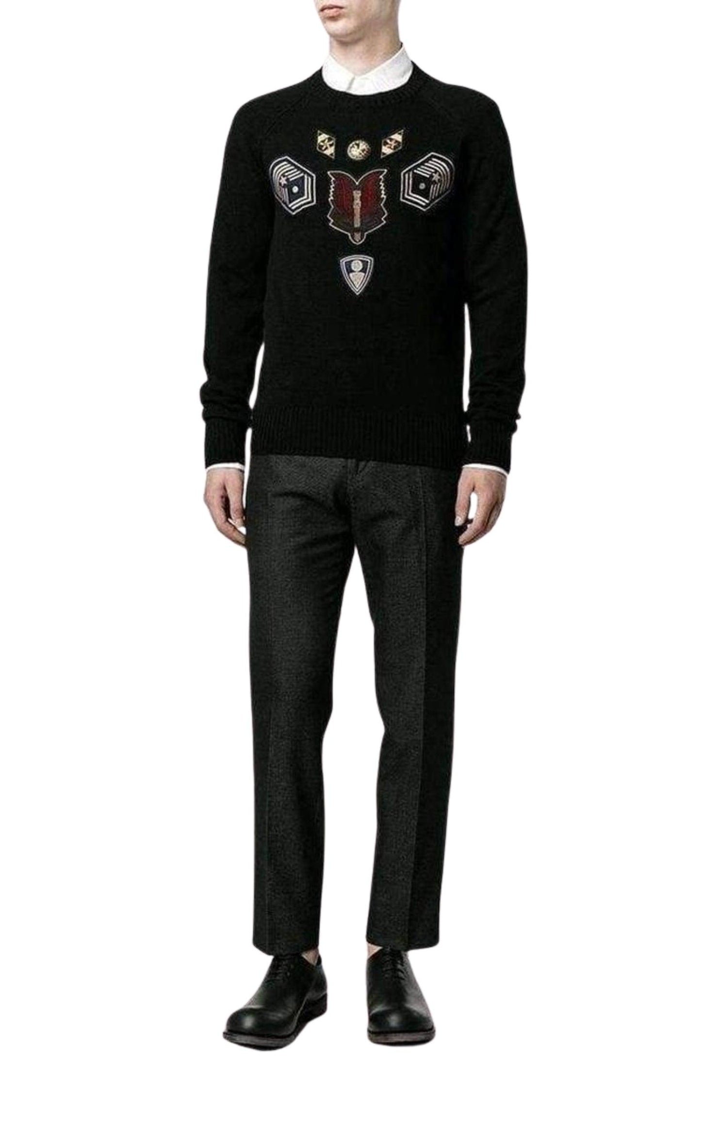 Embroidered Master Patch Cashmere Sweater Dries Van Noten