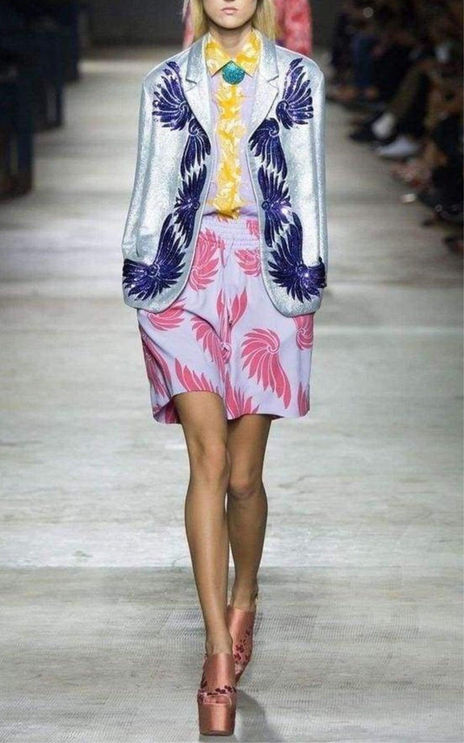 Feather Printed Shorts Dries Van Noten