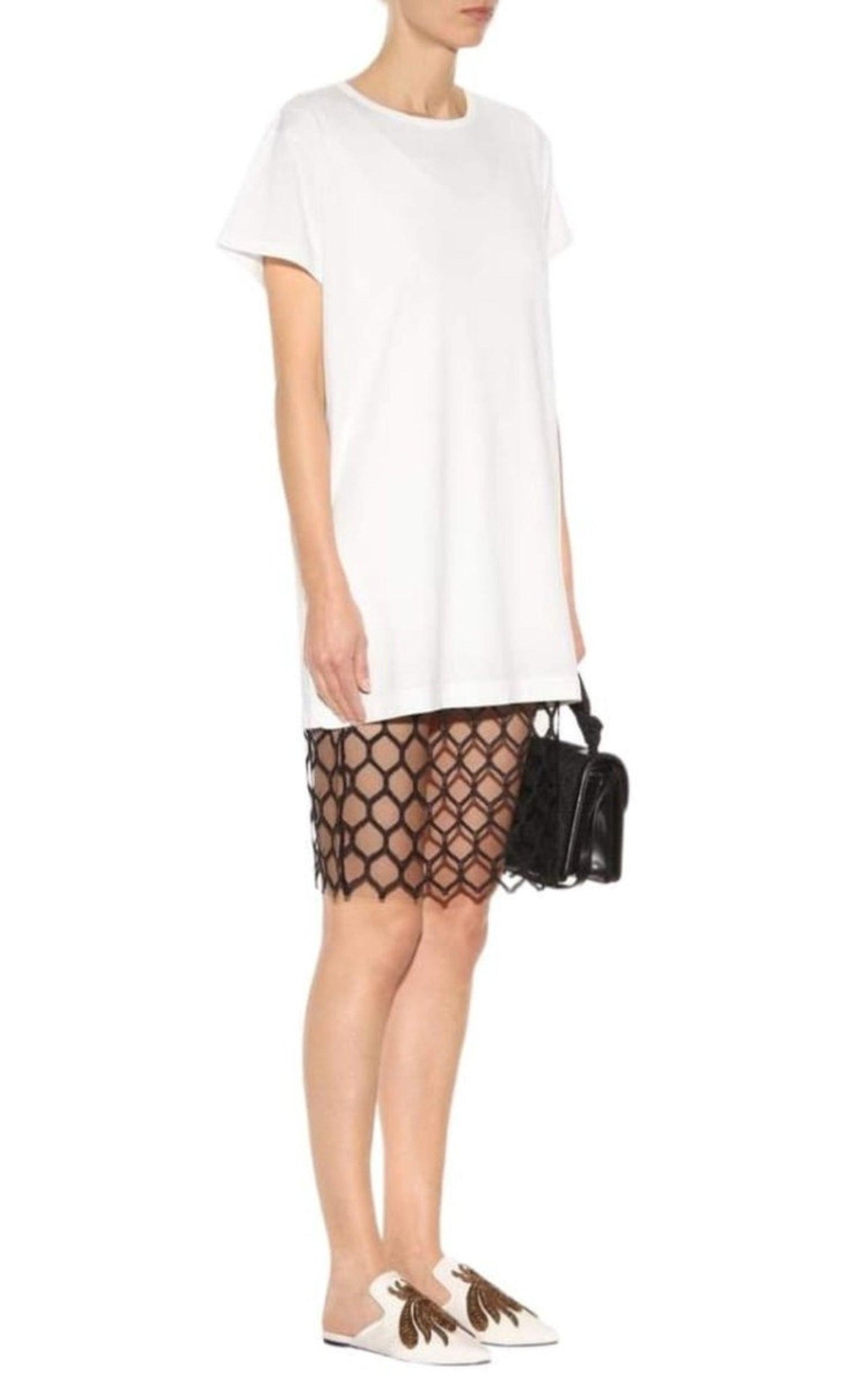 Mesh Lace Cotton Shirt Dress Dries Van Noten