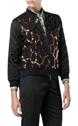 Sequin Zip-Up Jacket Dries Van Noten