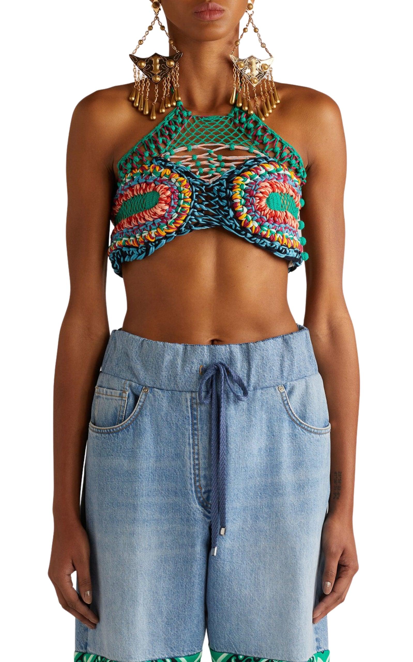 Cropped Crocheted Halterneck Top Etro