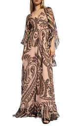 Printed V-neck Silk Dress Etro