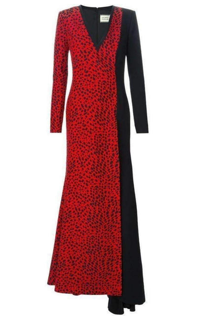 Red Leopard Print Stretch Silk Gown Fausto Puglisi