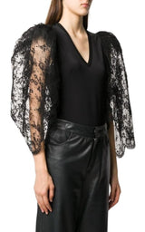 Black Lace Puff-sleeve Bodysuit Givenchy