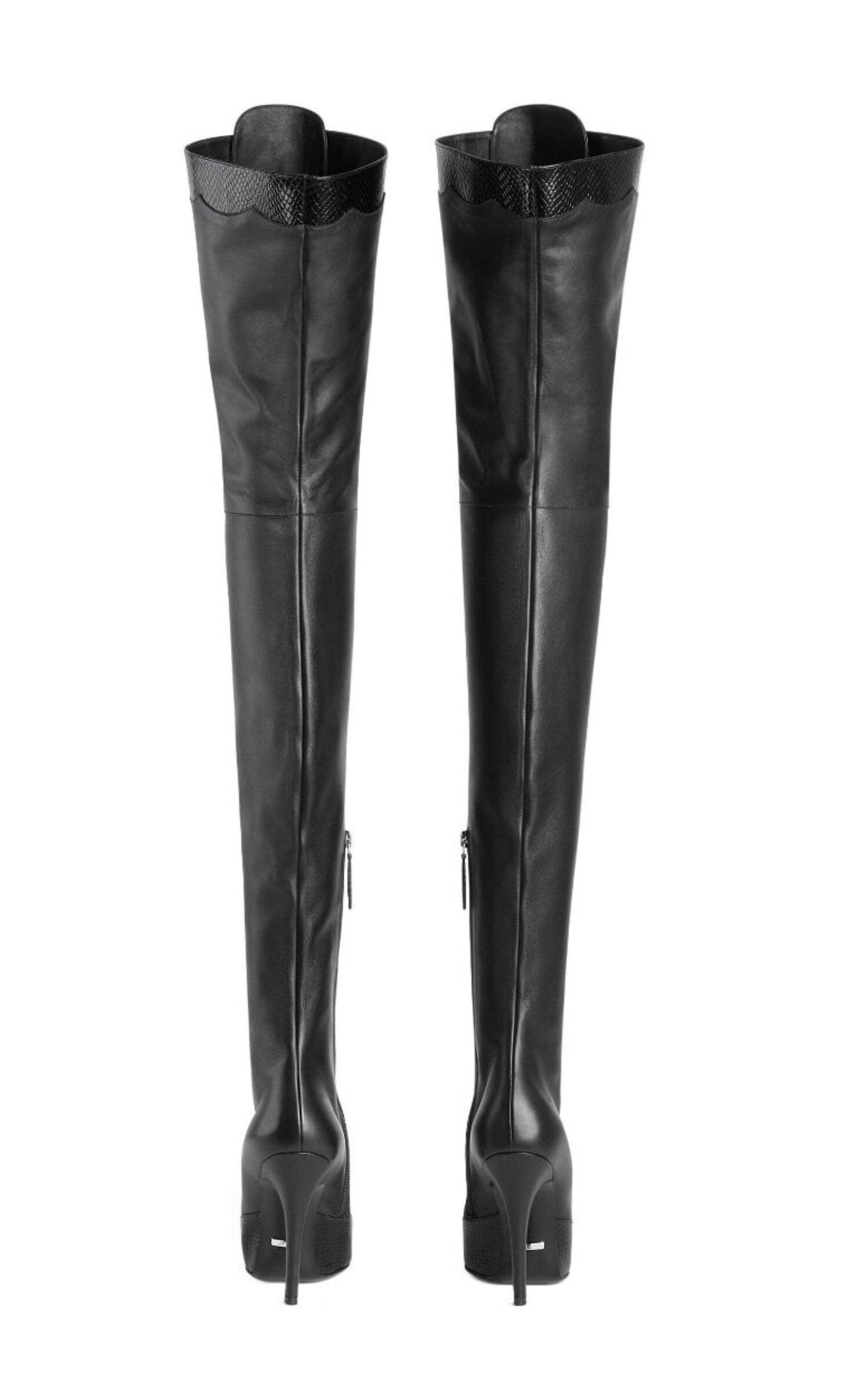 90mm Harriet Leather Over The Knee Boots Gucci