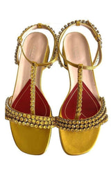 Bertie Embellished Metallic Leather Sandals Gucci