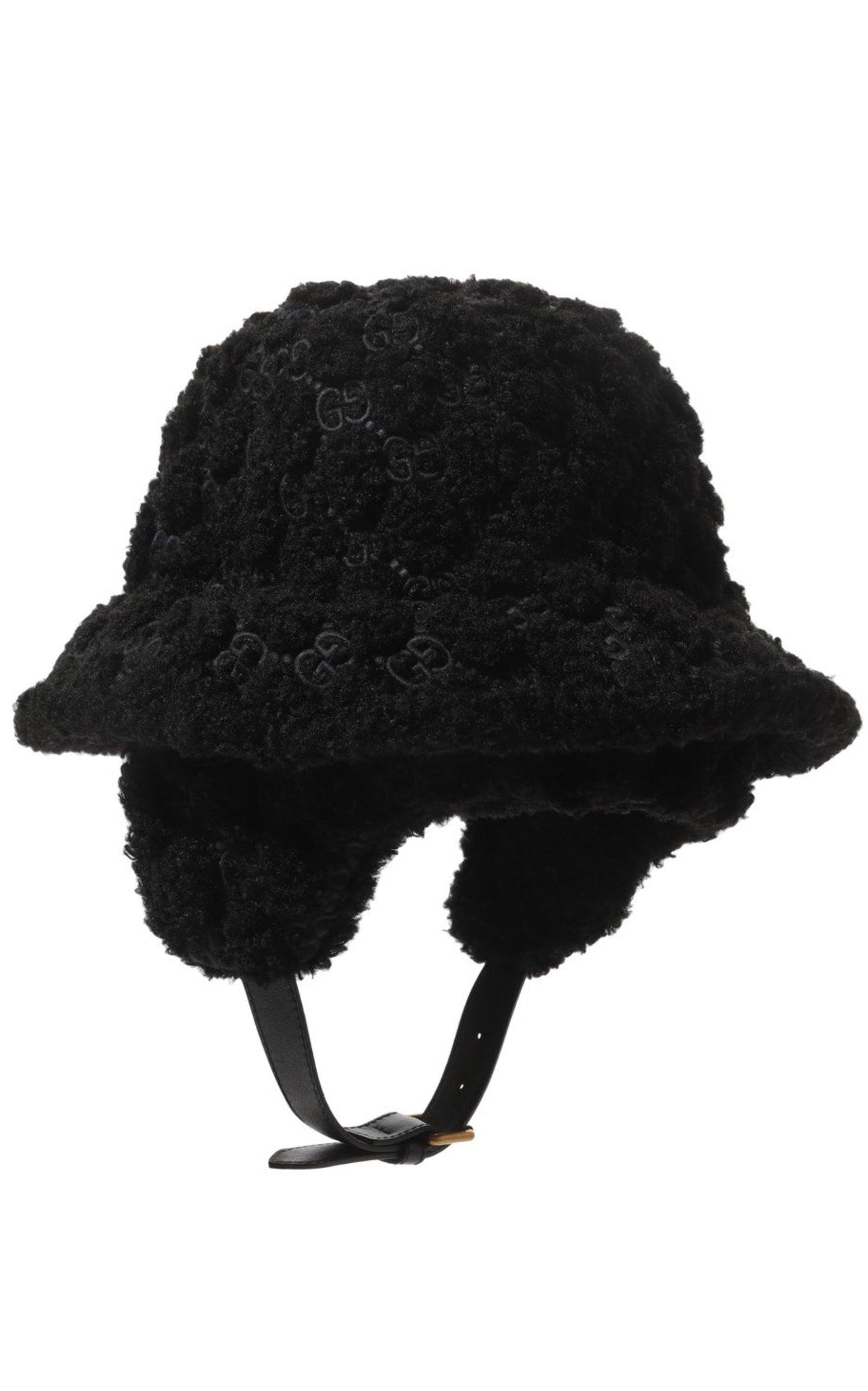 Black Curly Gg Eco Fur Hat With Ear Flaps Gucci